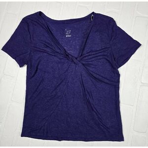 A new Day Twisted Navy V-Neck Top Medium